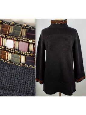 Chanel 11A 46 US 14 cashmere sweater dress tunic Paris Byzance turtleneck